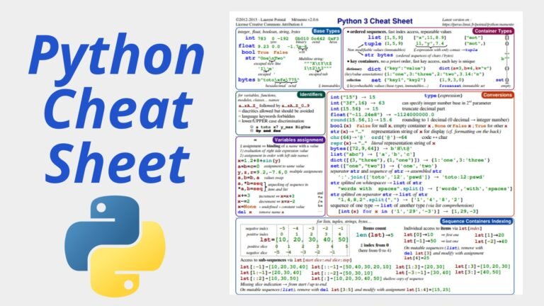 Python Programming Cheatsheet – Syntax, Functions, Libraries